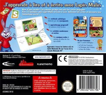 Lapin Malin - J'Apprends a Lire et a Ecrire (France) box cover back